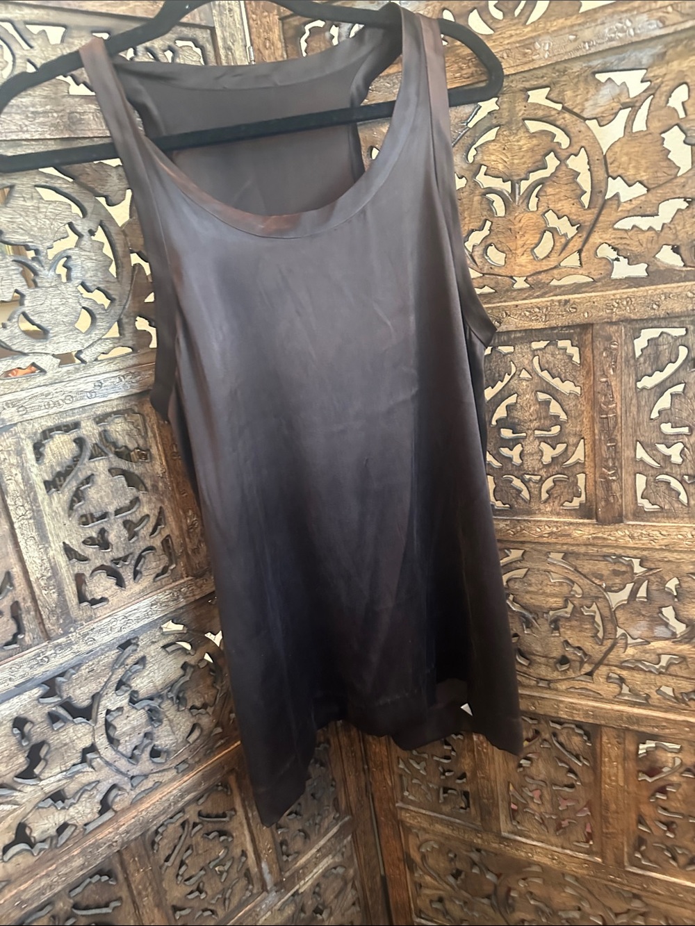 Source Unknown Brown Satin Tank Top